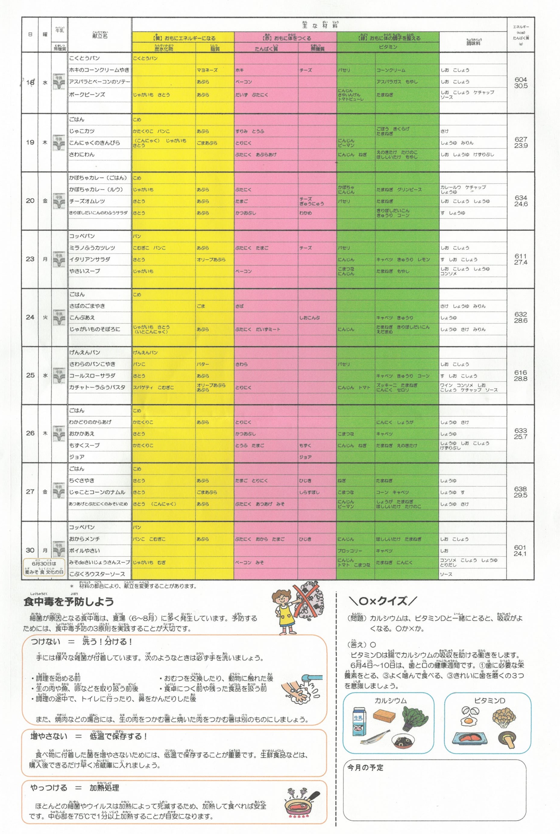 ６月②献立表