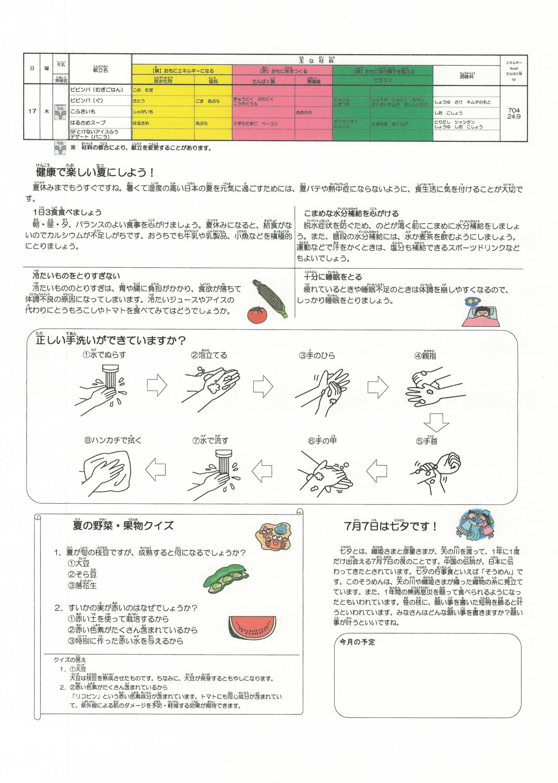 献立表７月②