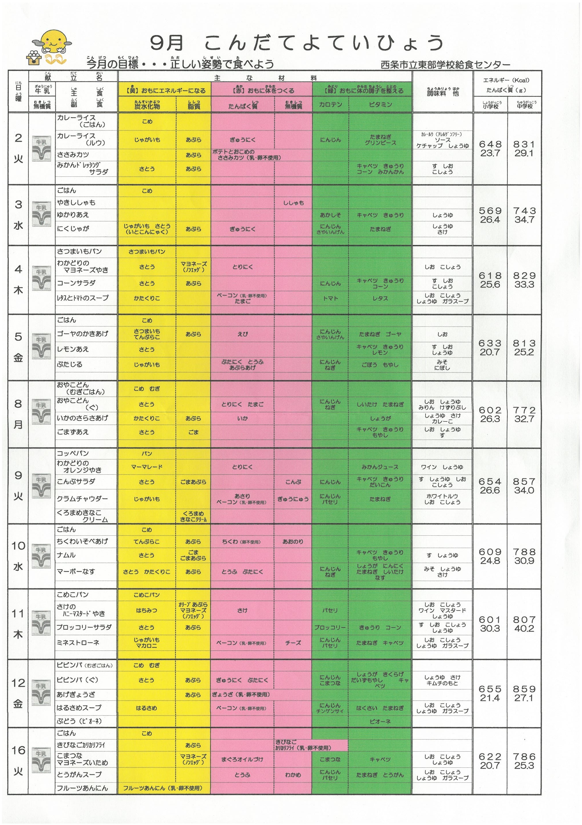献立9月①