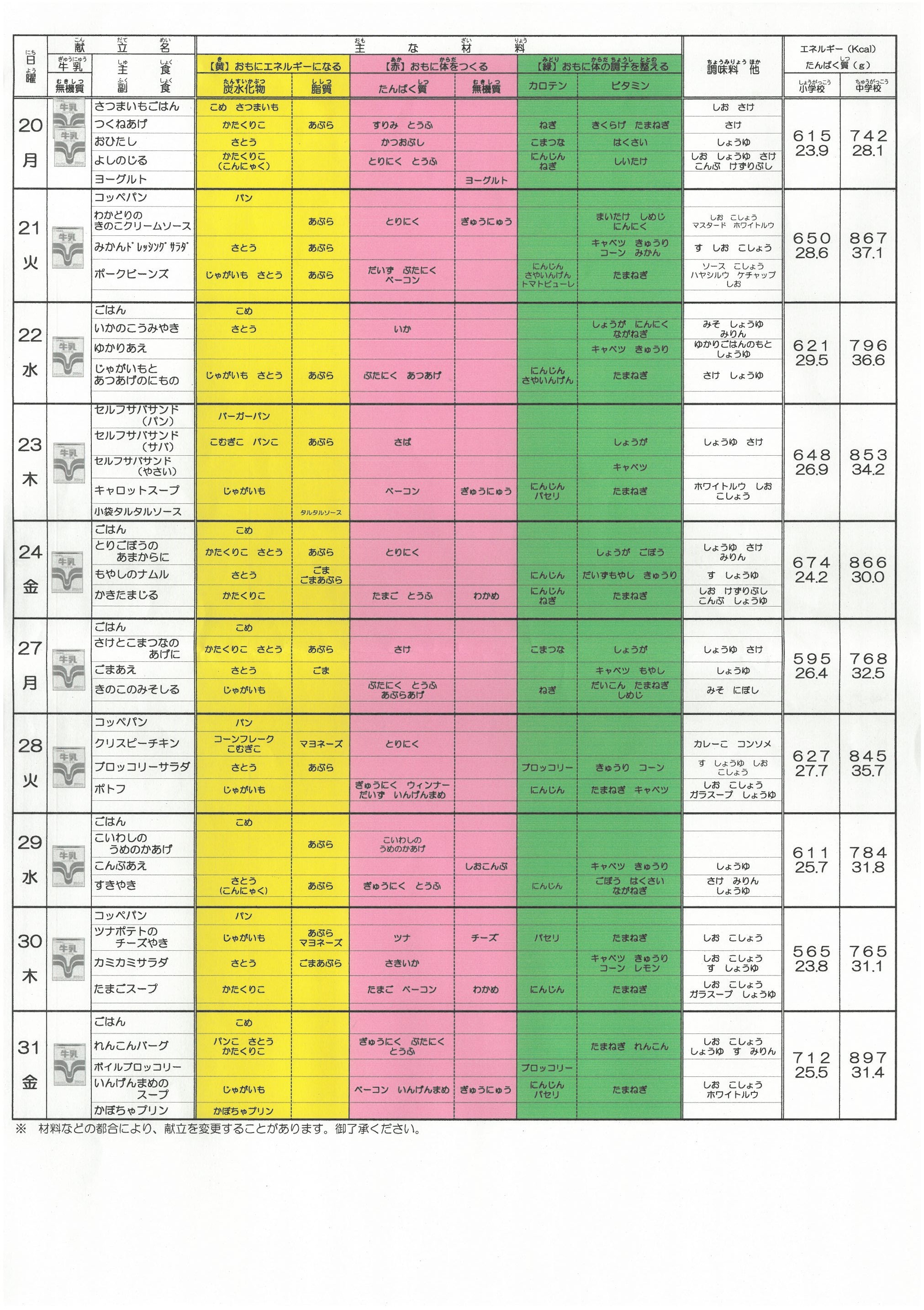給食だより１０月号②